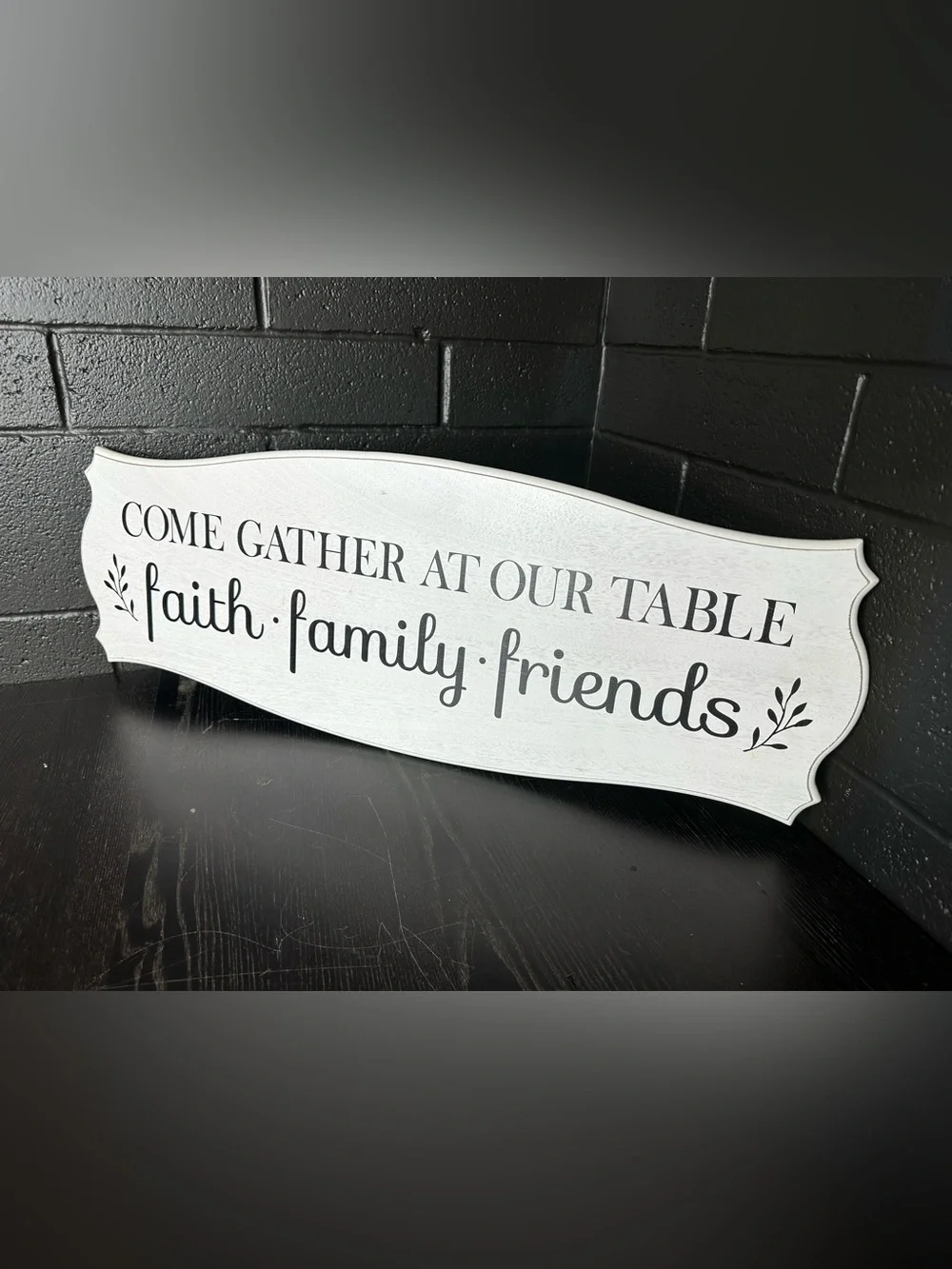 Hobby Lobby White and Black 'Come Gather At Our Table' Wood Sign